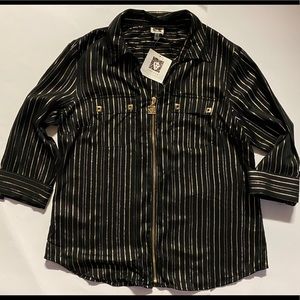 Anne Klein Stripe Blouse Sz PM